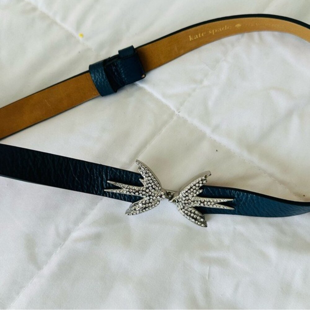 Kate Spade Kissing Bird Belt Dark blue Rhinestones In the Hoop XS/S - Picture 3 of 15
